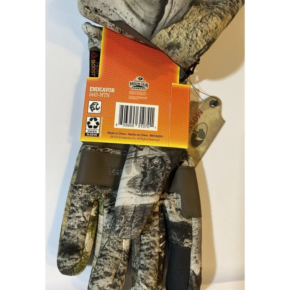 Heat Boost Huntworth Scout Hunting Gloves L/XL Mossy Oak Fold Over Pop Top Camo